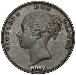 1844 Penny Victoria British Copper Coin Nice