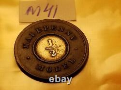 1844 Sharp High Grade Super Rare Great Britain Model Penny Coin IDm41