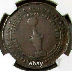 1854 Great Britain 1 Penny London John Clark Lamp Merchant Token Ngc Vf 30 Brown