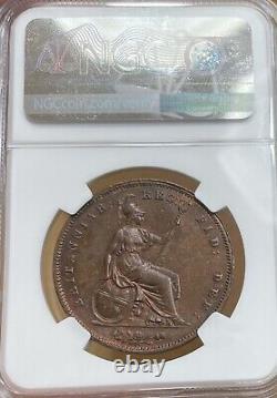 1854 Great Britain Penny NGC MS64BN Ornamental Trident