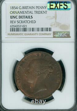 1854 Great Britain Penny Ngc Ms63 Br Unc Detail Mac Exfs Exceptional 1st Strike