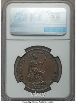 1854 Victoria Penny NGC AU50 BN Ornamental Trident Great Britain