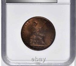 1855 Great Britain 1/2 Penny, NGC MS 66 RB, None Finer @ NGC & PCGS, Red Brown