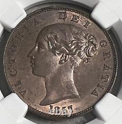 1857 Great Britain 1/2 Penny Dots On Shield NGC MS 65 BN Top Pop 2/0
