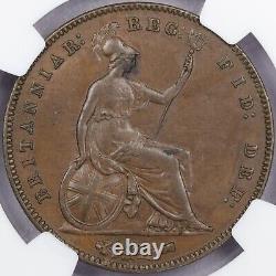 1857 Small Date Great Britain Penny NGC AU 58 BN