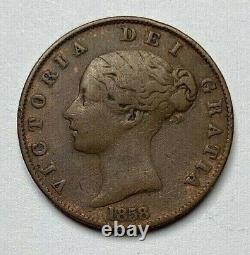 1858 Great Britain 1/2 Penny Victoria Ef Coin