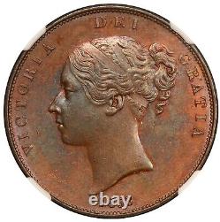 1858 Great Britain 1 One Penny Copper Coin NGC MS 63 BN KM# 739