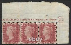 1858 Sg 43 1d Penny Red plate 171 Lettered A/J A/L strip of 3 UNMOUNTED MINT