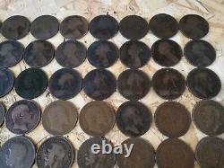 1860-1967 Large One Penny Metal UK Great Britain 79 Different Year Coins