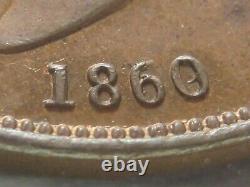 1860/59 Copper Victorian Penny from Great Britain, P-1521, MS61BN, Very Rare