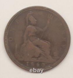 1860 F-1 Lamination Error Great Britain Penny As Imaged