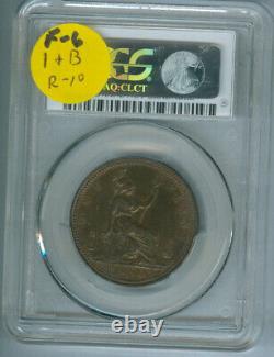1860 F-6 Obv 1, Rev B GREAT BRITAIN PENNY PCGS AU DETAILS CLEANING