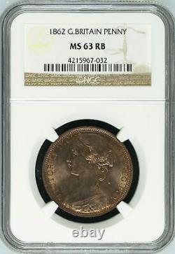 1862-Great Britain Penny-Victoria Red Brown (MS 63-NGC)
