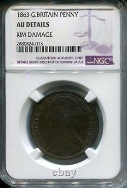 1863 Great Britain Penny NGC AU Details
