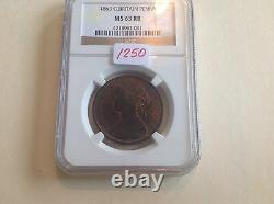 1863 Great Britain Penny NGC MS 65 Red Brown