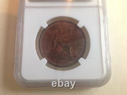 1863 Great Britain Penny NGC MS 65 Red Brown