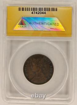 1864 GREAT BRITAIN 1/2 Penny Half Penny ANACS EF45 Lamination Error Rare Coin 1A