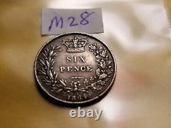 1864 Great Britain Sixpence Silver Coin IDm28