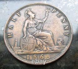 1865/3 Great Britain 1865/3 1/2 Penny Rare Very Nice Condition- Free Shipping