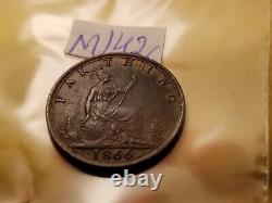 1866 Great Britain Farthing Coin IDm142