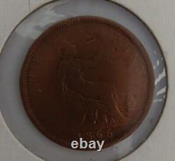1866 Great Britain Victoria Penny. Rare Collectible Coin. Good Condition