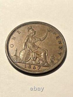 1867 Great Britain Large Penny XF/AU #21992