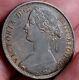 1868 Penny Victoria British Bronze Series Coin Nice