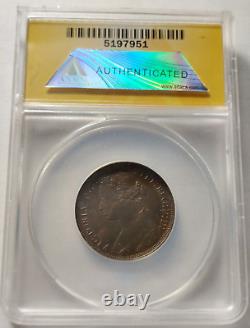 1877 Great Britain 1/2 Penny Bronze Coin MS62 BR ANACS Victoria Half Cent 3A