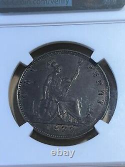 1877 Great Britain 1 Large Penny Graded AU58 by NGC