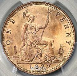 1877 PCGS MS 64 RD Victoria Penny Great Britain RED Coin POP 2/1 (16080101D)