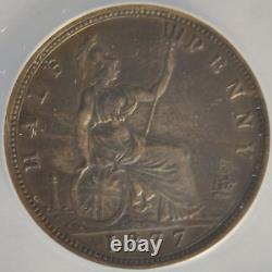 1877 UK Great Britain Half penny 1/2D ANACS AU50 Details-Cleaned