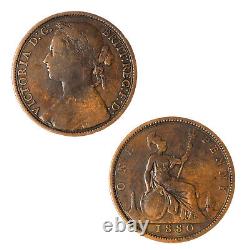 1880 Great Britain bronze penny 8/8, aF, one known