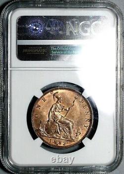 1882-H NGC MS 64 RB Victoria Penny Great Britain Convex Shield Coin (21021504C)