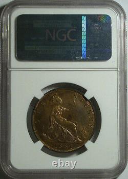 1884 Great Britain Penny Choice NGC MS-63 RB. Super Flashy, Mostly RED! NICE