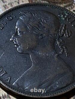 1884 One Penny Queen Victoria DGBRITTREGFD Great Britain UK World Coin