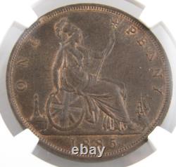 1885 Great Britain Penny Certified NGC AU-58 Brown