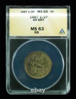 1887 Great Britain 1/2 Penny ANACS MS63RB