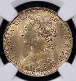 1887 Great Britain Half Penny NGC MS 64 RB 1/2P