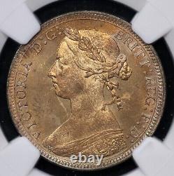 1887 Great Britain Half Penny NGC MS 64 RB 1/2P