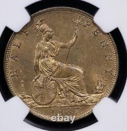 1887 Great Britain Half Penny NGC MS 64 RB 1/2P