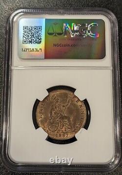 1887 MS64 BN Great Britain 1/2 Penny NGC UNC KM 754 Nice Coin