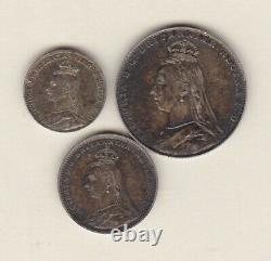 1888 Victoria Part Maundy Set Four Pence, Two Pence & Penny In Near Mint