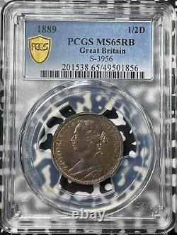 1889 Great Britain 1/2 Half Penny PCGS MS65RB Lot#G8001 Gem BU! S-3956