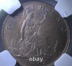 1890 Great Britain Penny NGC MS 64 RB
