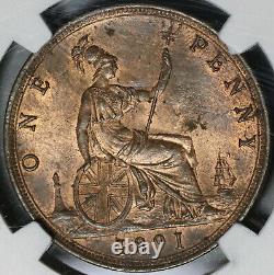 1891 NGC MS 63 Victoria Penny Great Britain RB Mint State Coin (20070302C)