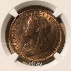 1896 GREAT BRITAIN ONE PENNY NGC MS 64 RB BRONZE 14 in HIGHER GRADES