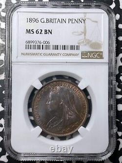 1896 Great Britain 1 Penny NGC MS62BN Lot#G8437 Nice UNC