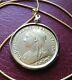 1897 English Victorian Coin Pendant On An 18k Gold Filled 20 Snake Chain