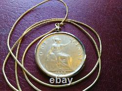 1897 English Victorian Coin Pendant on an 18k Gold Filled 20 Snake Chain