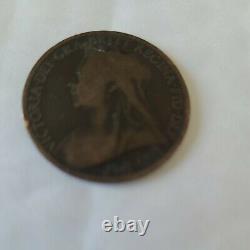 1897 Victorian One Penny Queen Victoria Old Head UK 1d Coin Circulated